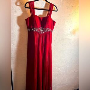 Dancing Queen Red Embellished Sleeveless Gown